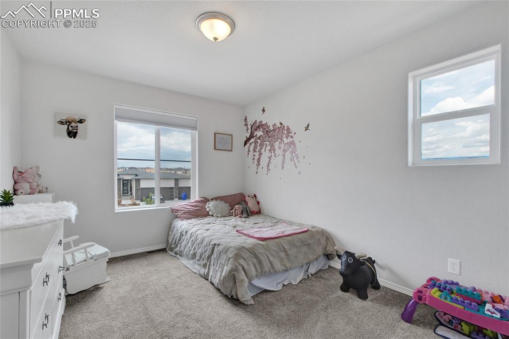 Image 28 of 41: Bedroom with carpet floors and baseboards