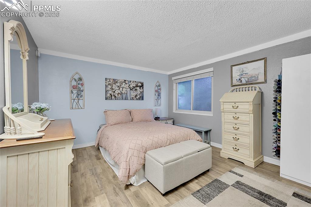 Image 19 of 30: Oversized basement bedroom.