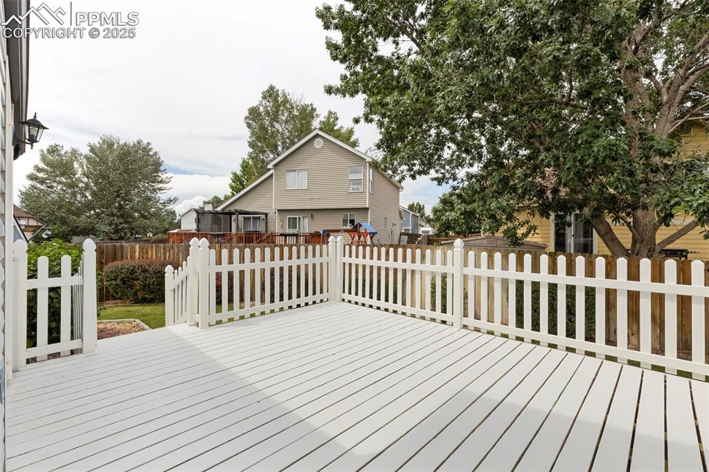 Image 25 of 27: Deck featuring a fenced backyard