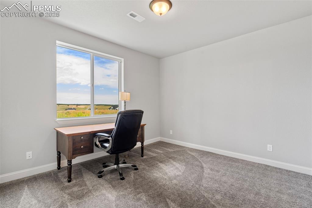 Image 37 of 50: Carpeted office featuring baseboards