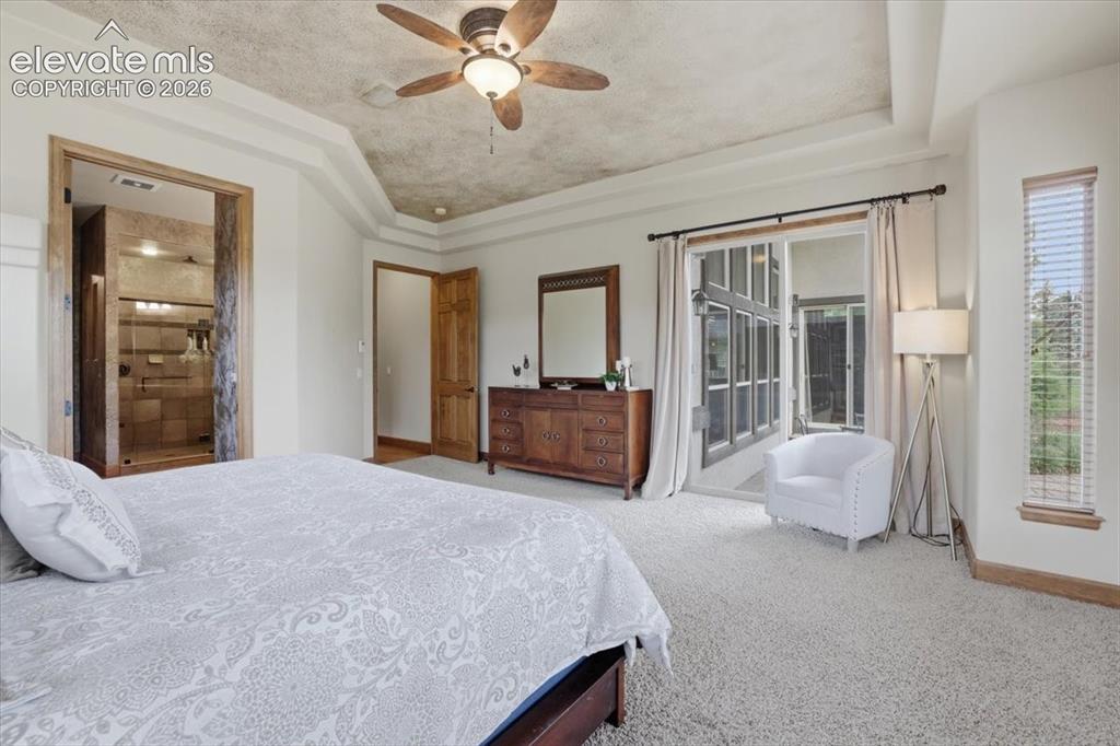 Image 12 of 32: Main Level Primary Suite with Patio Access, Double-sided Gas Fireplace, Tra