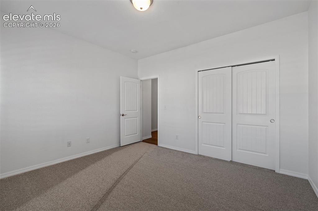 Image 37 of 50: Neutral-toned wall-to-wall carpeting complements the light wall color and w