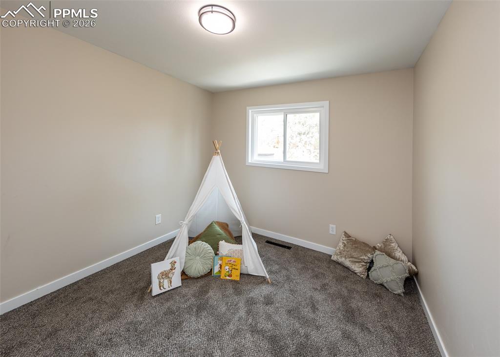 Image 28 of 48: Playroom with carpet floors and baseboards