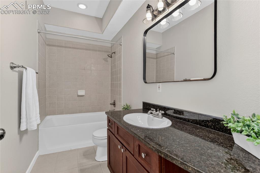 Image 27 of 35: Full guest bath - lower level