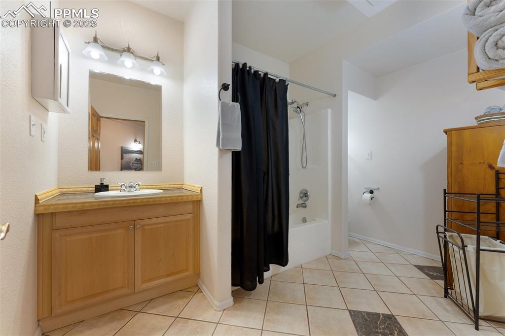 Image 26 of 44: Large Basement Bathroom with Heat Lamp