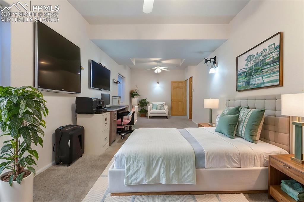 Image 31 of 44: Virtually Staged. Oversized Basement Bedroom with Walk-In Closet; *virtuall