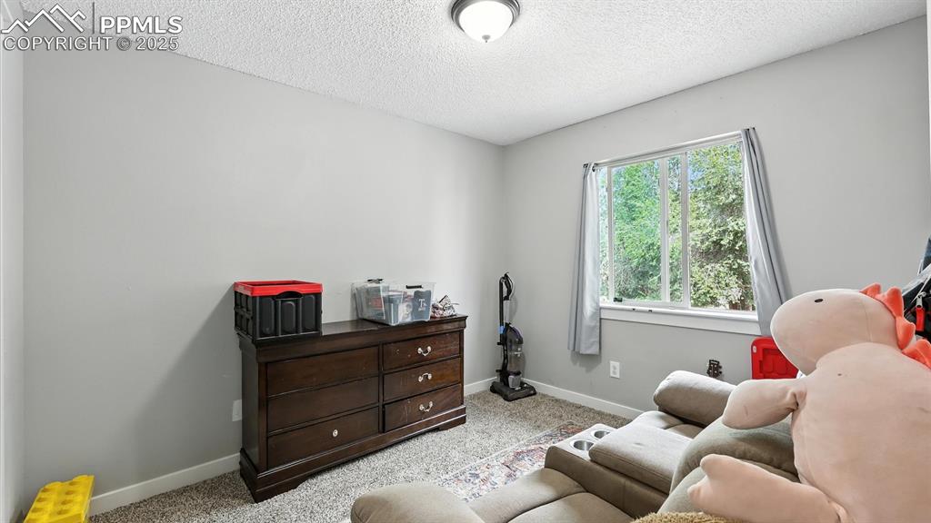 Image 17 of 29: Bedroom #1 with neutral carpet and view window.