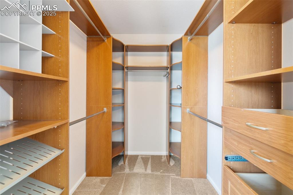 Image 25 of 45: Walk in closet with carpet floors