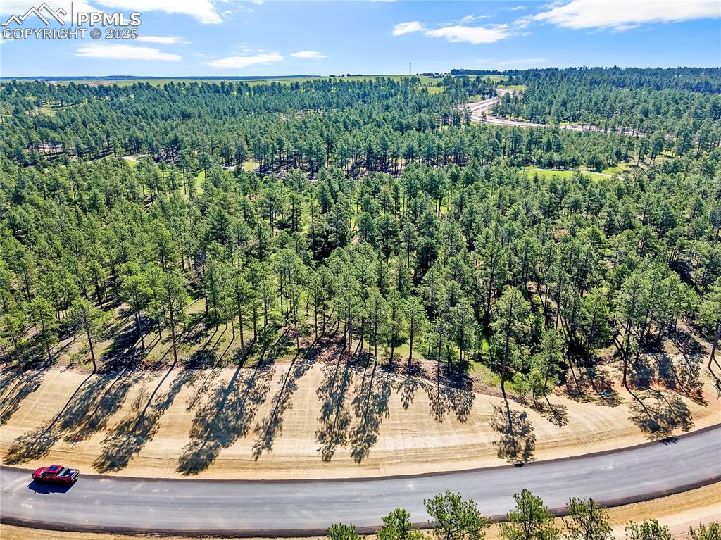Image 3 of 9: Aerial view of a heavily wooded area