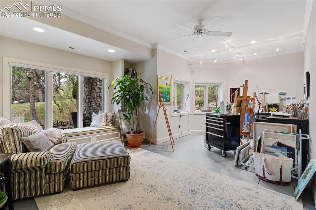 Image 34 of 50: The art studio can easily serve as a fourth bedroom
