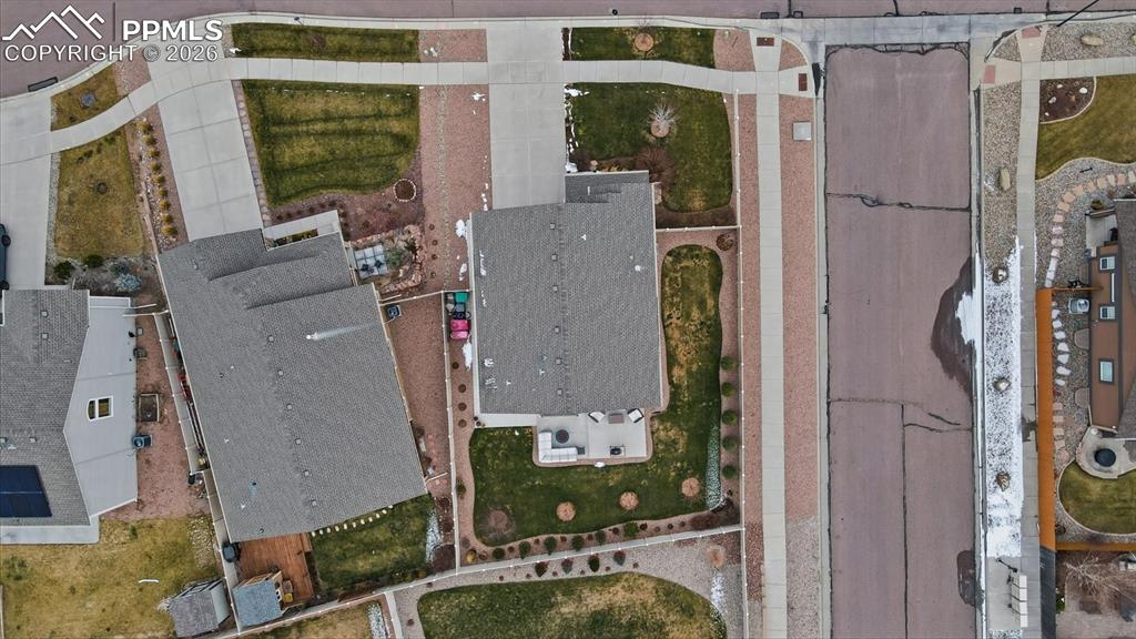 Image 46 of 50: Aerial view of home and lot.