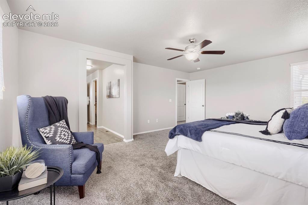 Image 21 of 35: Spacious room featuring light gray walls and plush carpet flooring