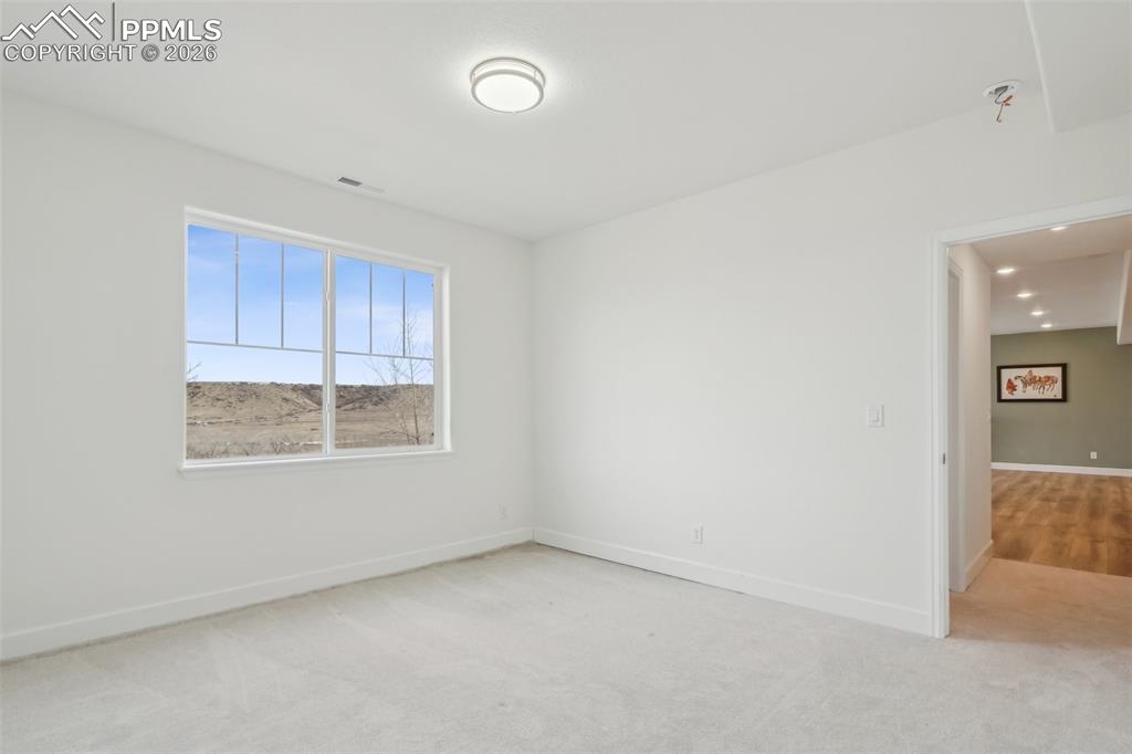 Image 41 of 50: Bedroom 5 in basement, conforming with views, walk in closet