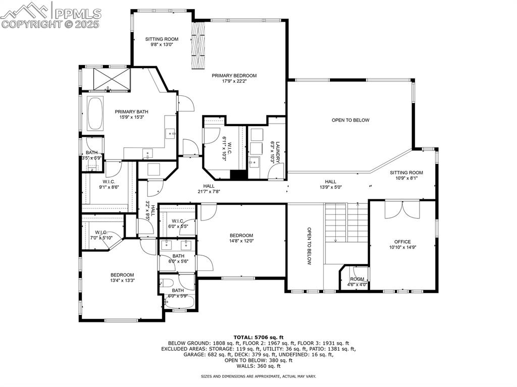Image 47 of 48: Upper level floor plan 
