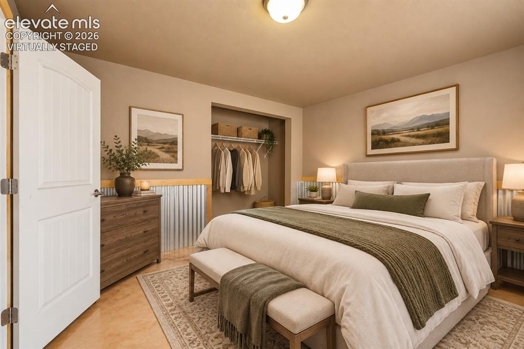 Image 23 of 33: VIRTUALLY STAGED : Bedroom Number 5 - Located In The Basement With More Pri