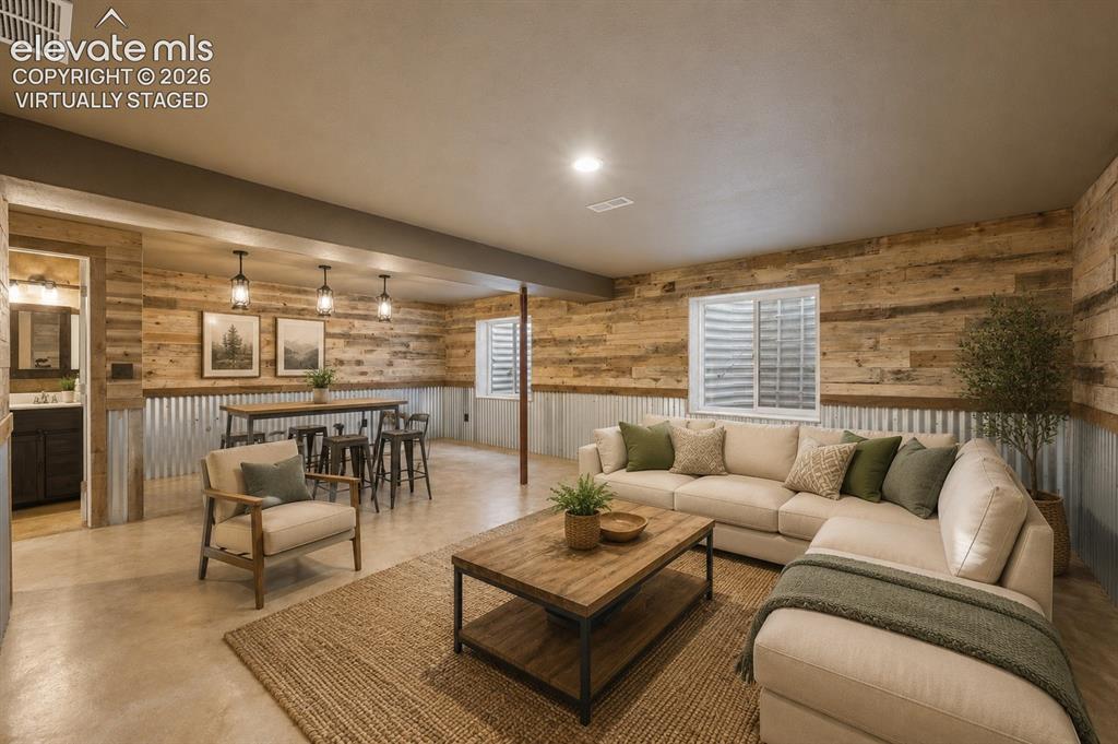 Image 25 of 33: VIRTUALLY STAGED : Living Space Number 3 - Colorado Luxury Rustic Basement
