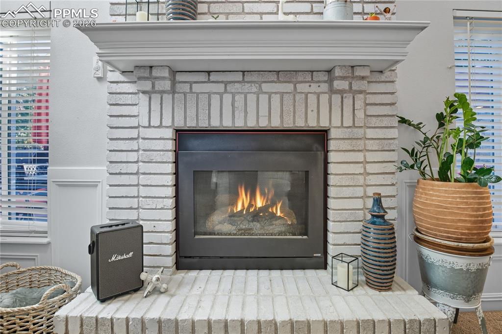 Image 21 of 45: Detailed view of a fireplace