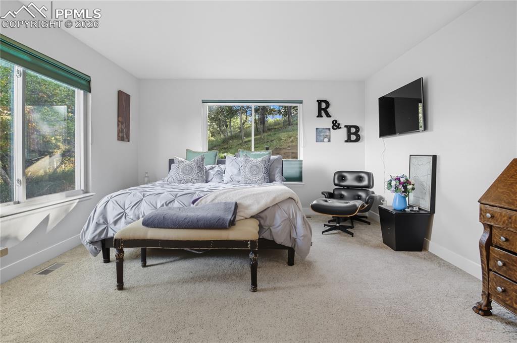 Image 23 of 45: Bedroom with light colored carpet and baseboards