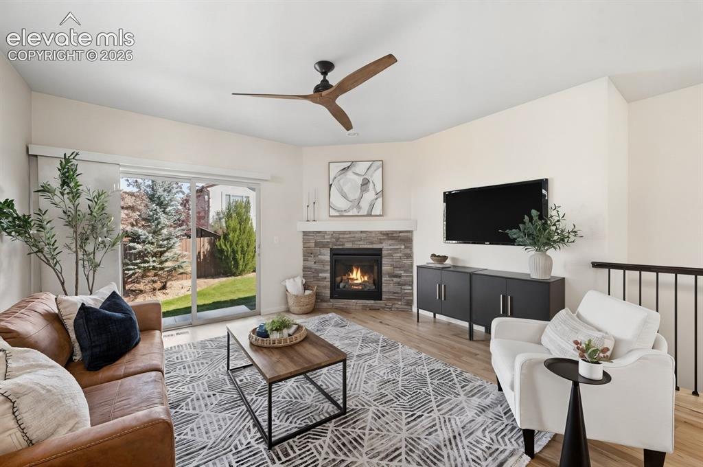 Image 5 of 39: Cozy fireplace! 