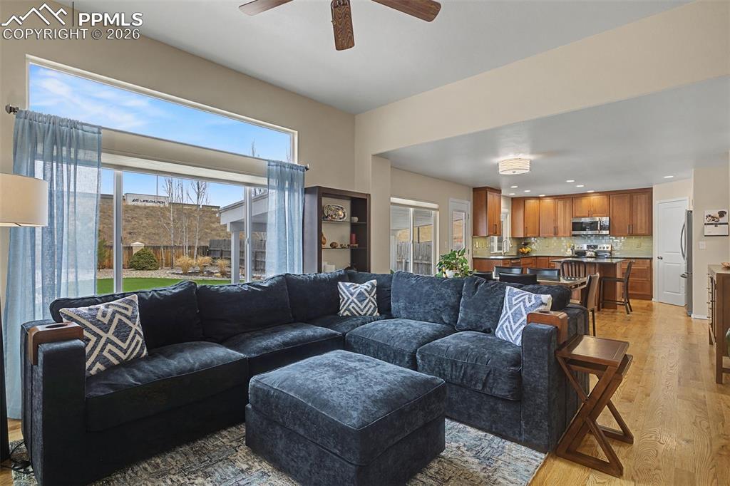 Image 9 of 50: Open and comfortable floor plan with real hardwood flooring throughout!