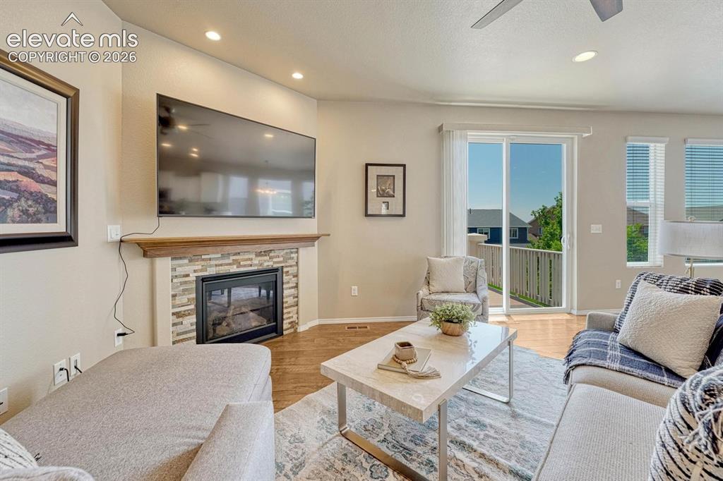 Image 16 of 50: Gas fireplace to cozy up on chilly Colorado evenings.
