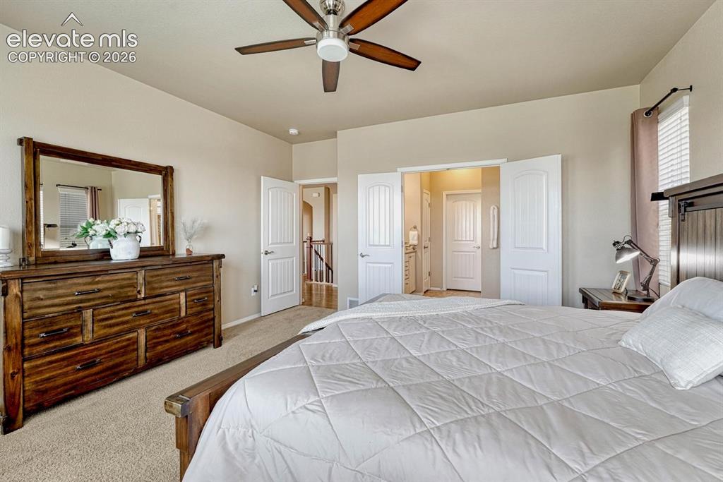 Image 28 of 50: Spacious Primary Retreat with adjoining Shower Bathroom.