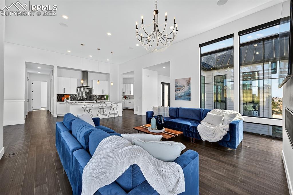 Image 15 of 44: Open floor plan from greatroom to kitchen