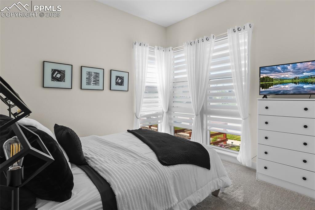 Image 22 of 48: Carpeted bedroom with multiple windows