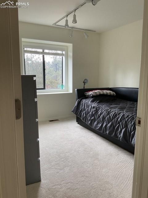 Image 33 of 39: 3rd bedroom featuring rail lighting and baseboards