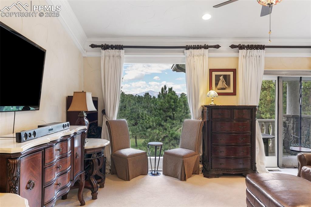 Image 28 of 50: stunning view of Pikes eak from bedroom