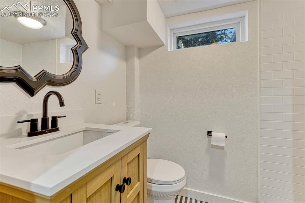 Image 38 of 50: Renovated 3/4 bath in the lower level.