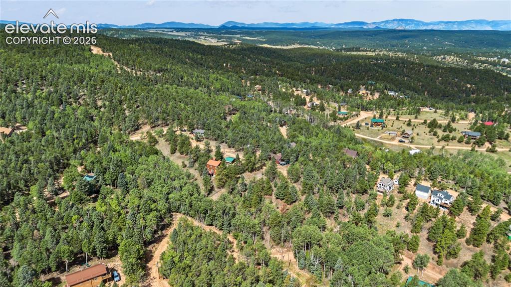 Image 9 of 11: Expansive wooded landscape featuring a mountainous backdrop and scattered r
