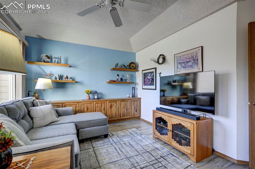 Image 18 of 43: Main level Bedroom w/Built ins. (Currently used as a TV Room)