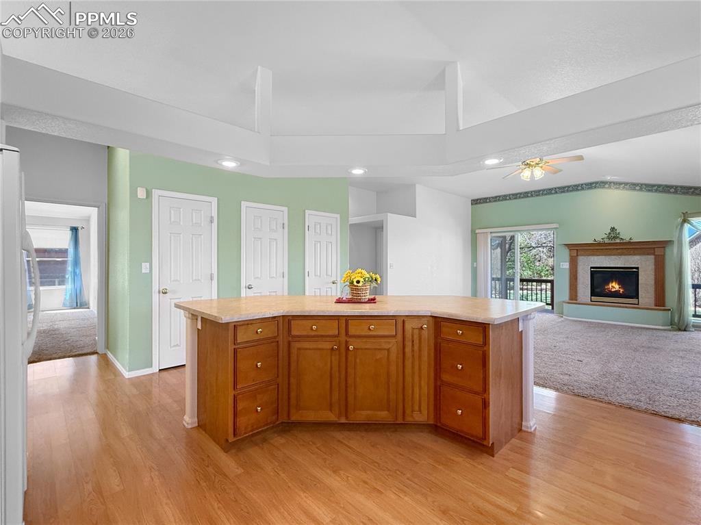 Image 11 of 46: So much counter space and open to the living area.