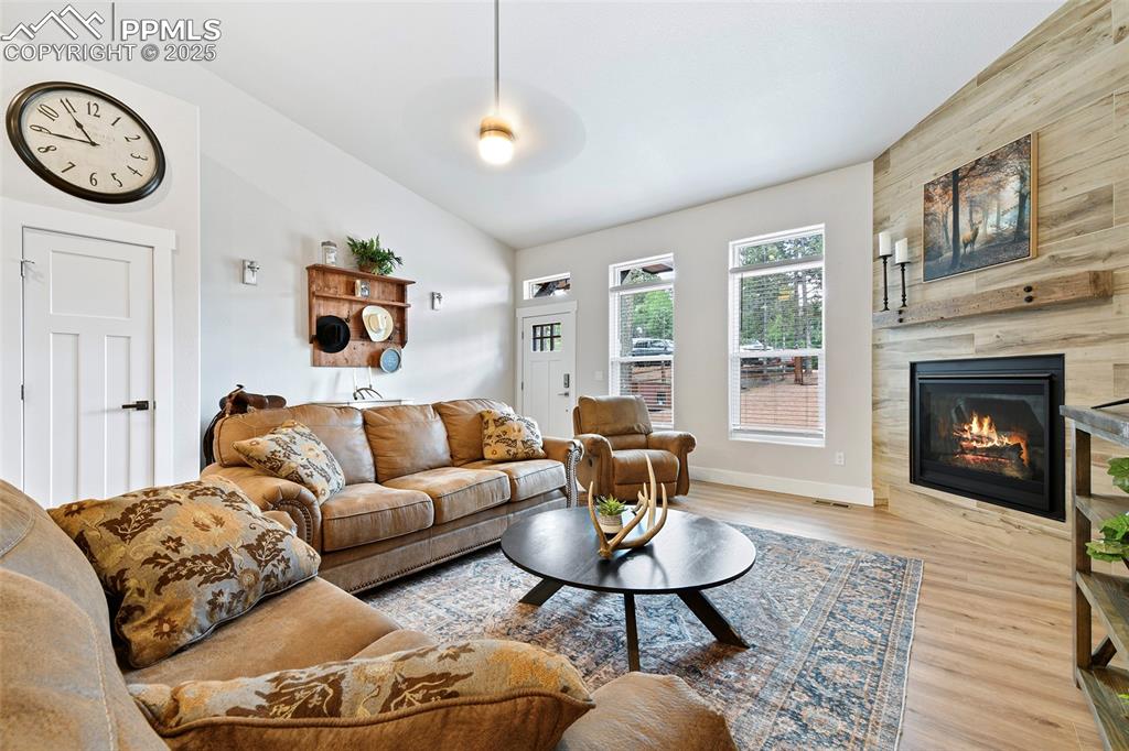 Image 11 of 40: Master Crafted Layout of Living Room and Interior Design Features. Vaulted 