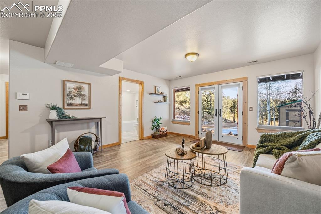 Image 23 of 41: Basement level family room with walk out