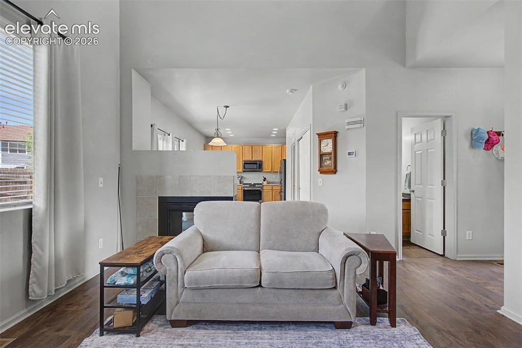 Image 6 of 28: Living Room Open to Kitchen & Dining
