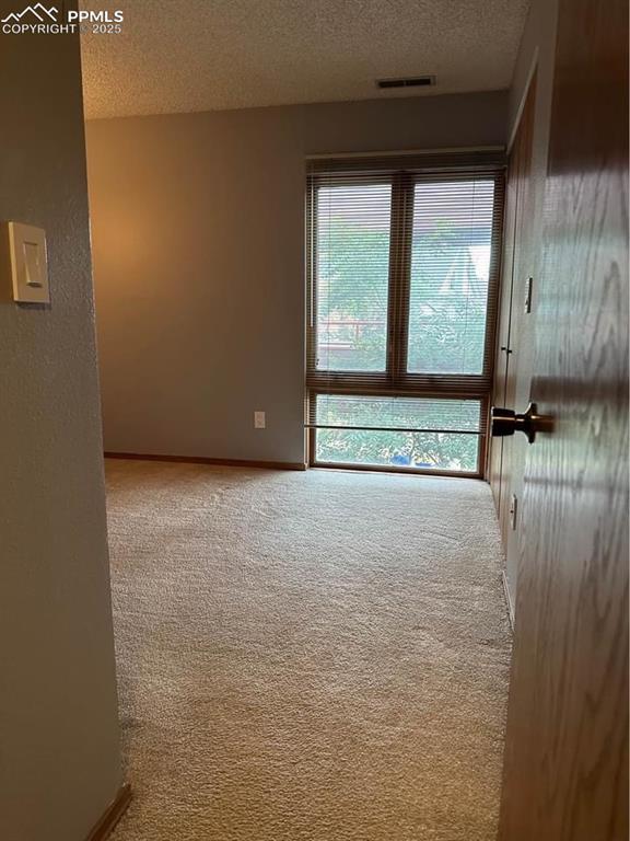 Image 10 of 17: Spare room featuring a textured ceiling and carpet floors
