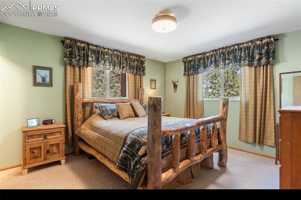 Image 18 of 35: Bedroom featuring light carpet and multiple windows