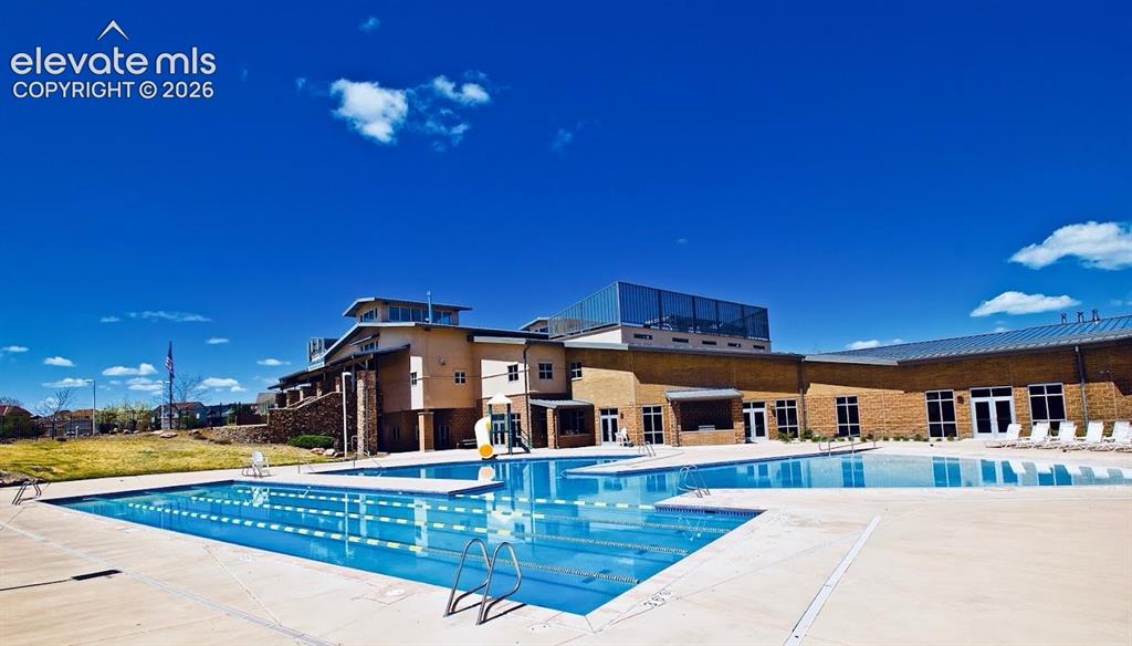 Image 38 of 40: Meridian ranch rec center is for residents only, features an outdoor pool,