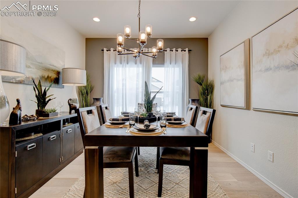 Image 6 of 32: Dining area featuring recessed lighting, light wood-style flooring, baseboa