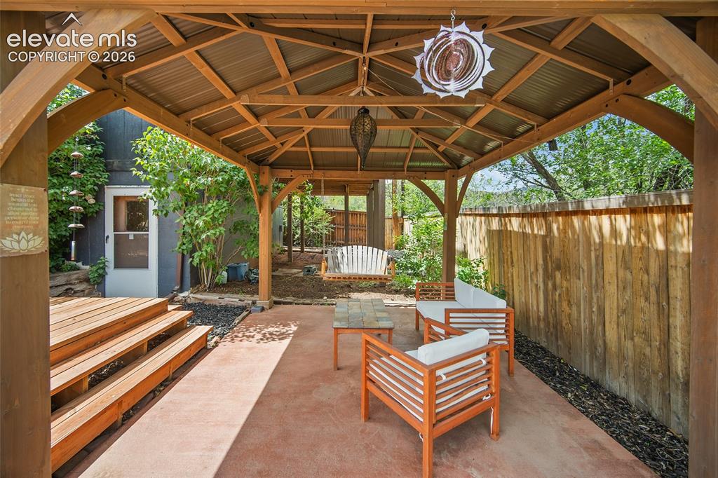 Image 4 of 49: Gazebo on lower level outdoor space