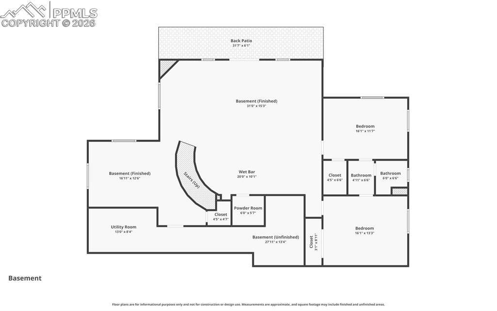 Image 31 of 49: View of Basement floor plan / room layout