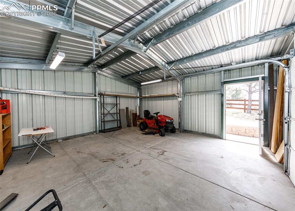 Image 36 of 39: Inside detached garage