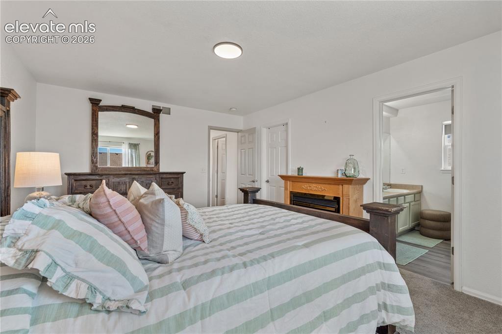Image 24 of 41: Carpeted bedroom featuring a light gray wall color and a flush-mount ceilin