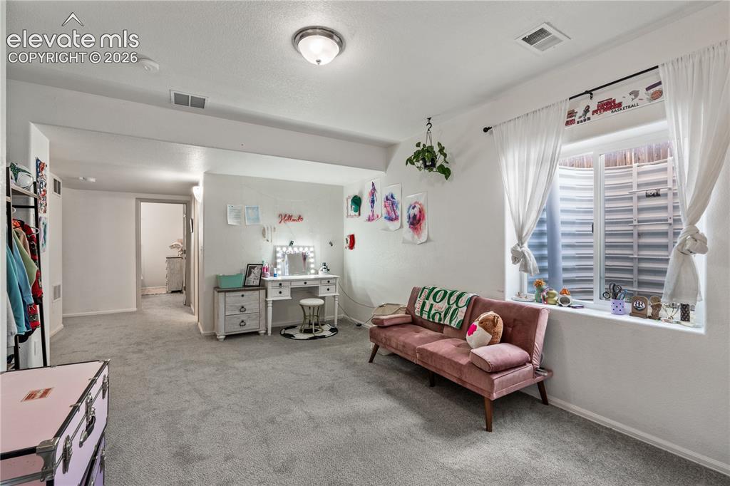 Image 33 of 41: Spacious room featuring light gray carpeting and white walls