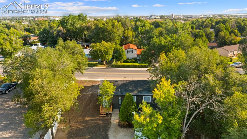 Image 25 of 28: Aerial view of property and surrounding area