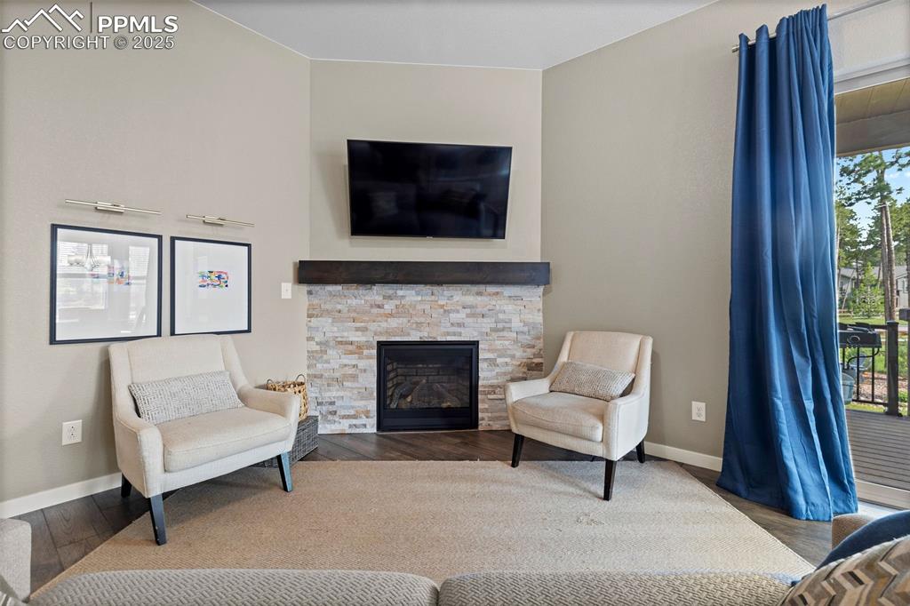 Image 17 of 40: Space for your TV above the fireplace