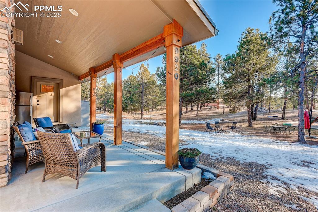 Image 4 of 50: Enjoy Colorado wildlife from your covered patio overlooking the sand filled