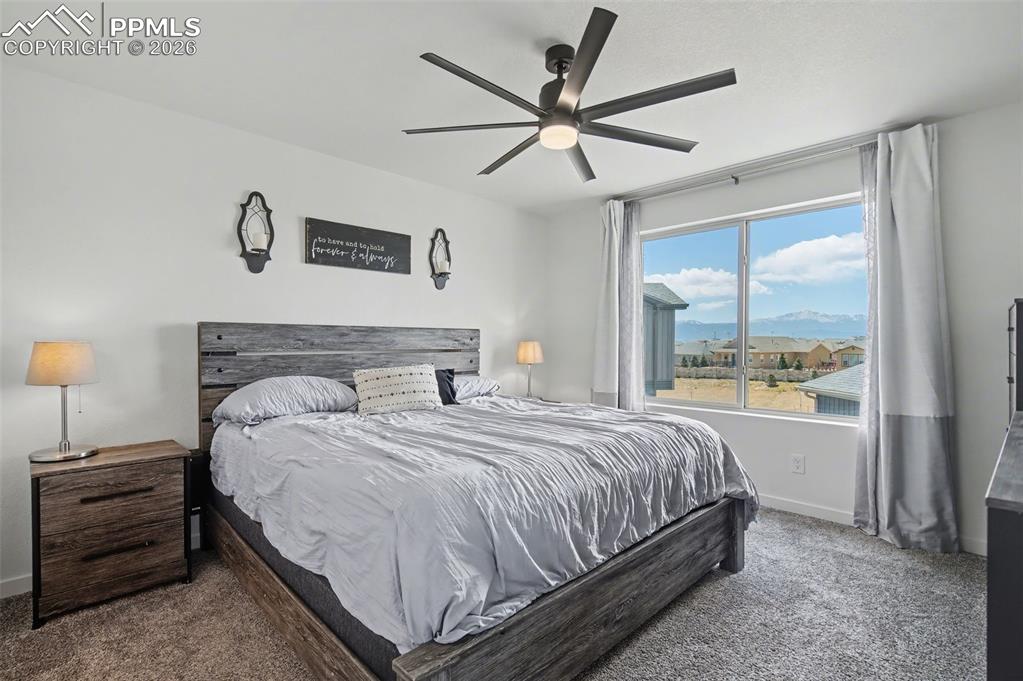 Image 13 of 28: Primary Bedroom with View of Pikes Peak